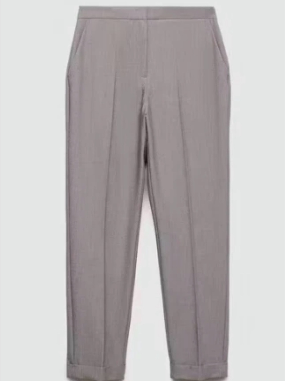 Mango Straight-Leg Pants in Light Gray